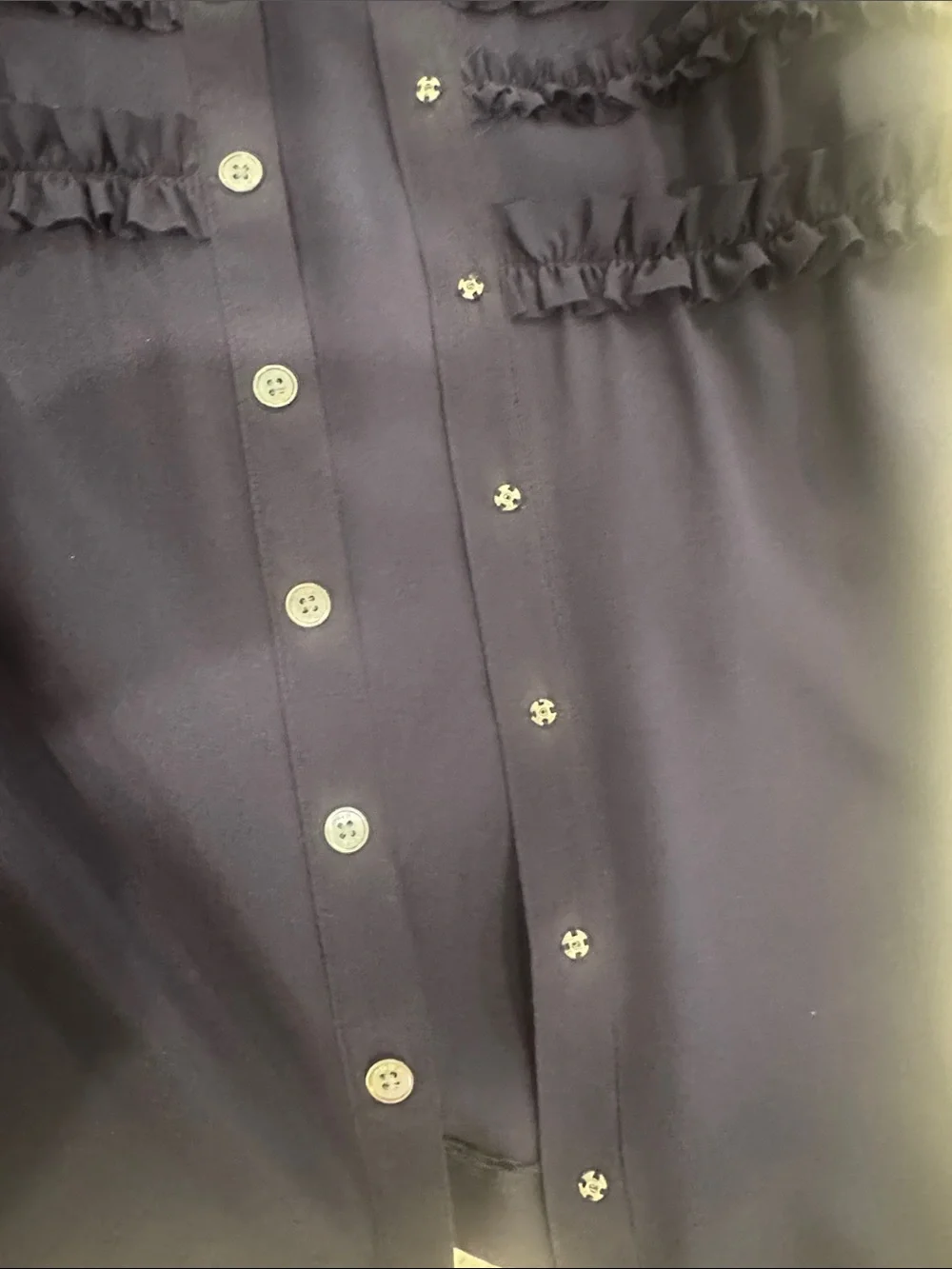 Tory Burch Silk Navy Sleeveless Top Button Down Pleated size 2 EUC Resort Cruise